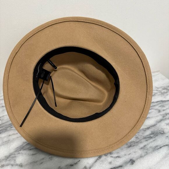 Anthropologie Tan Fedora Hat with Brown leather Band One size - Picture 7 of 12